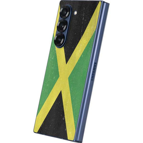 Jamaica Flag Distressed Galaxy Z Fold6 Skin